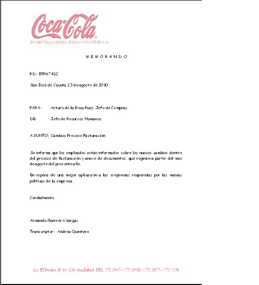 formato de memo