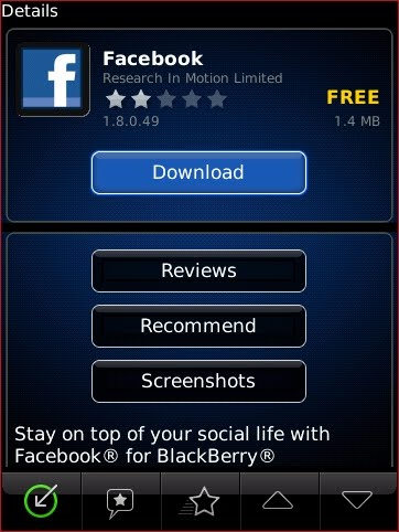 BlackBerry mobile Facebook