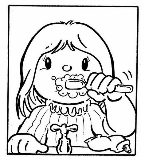 Dibujo Para Colorear De Ninos Lavandose Los Dientes Imagui
