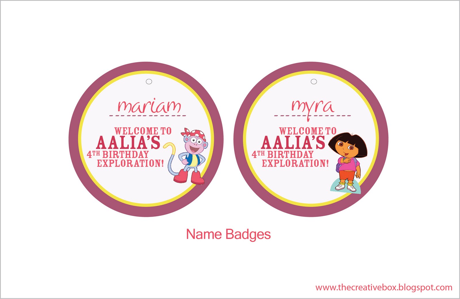 Dora Name Tags