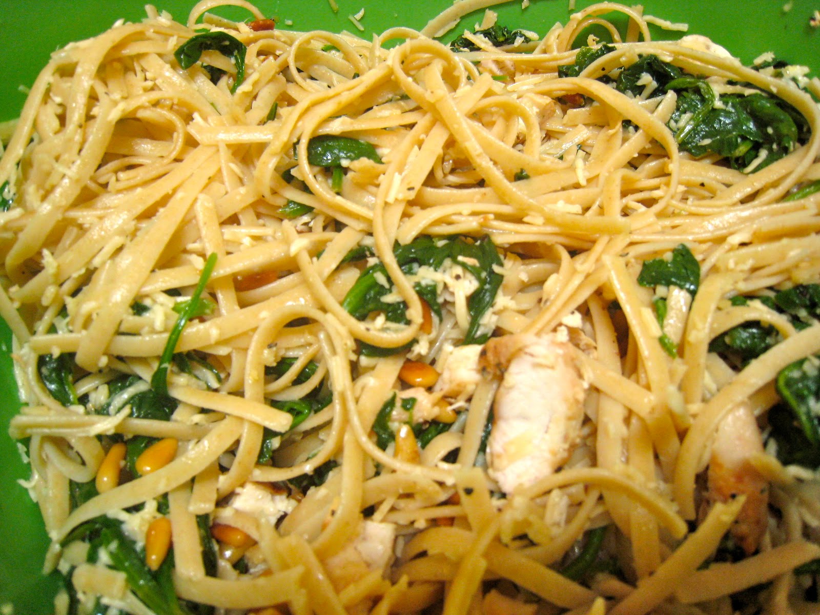my nutritious dish lemon chicken pasta with spinach and pine nuts