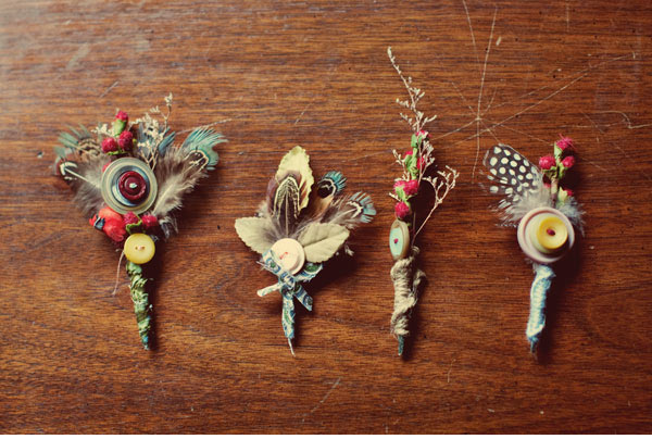 Gorgeous DIY rustic wedding via Ruffled Super fly boutonnieres from the 