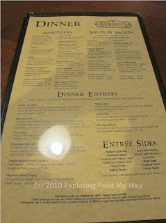 Hudson's Dinner Menu Front
