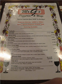 Mr. G's Menu Page 1