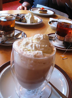 Hot chocolate, tea and cakes