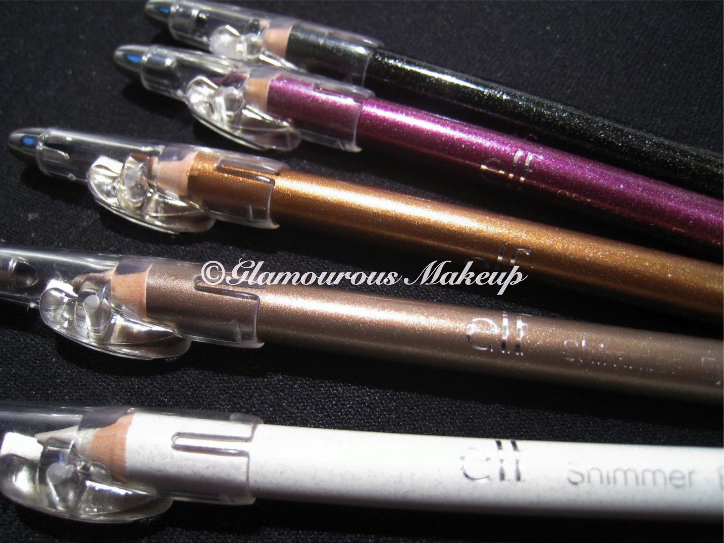 Elf Shimmer Eyeliner Pencils Review and Swatches Glamorous MakeUp