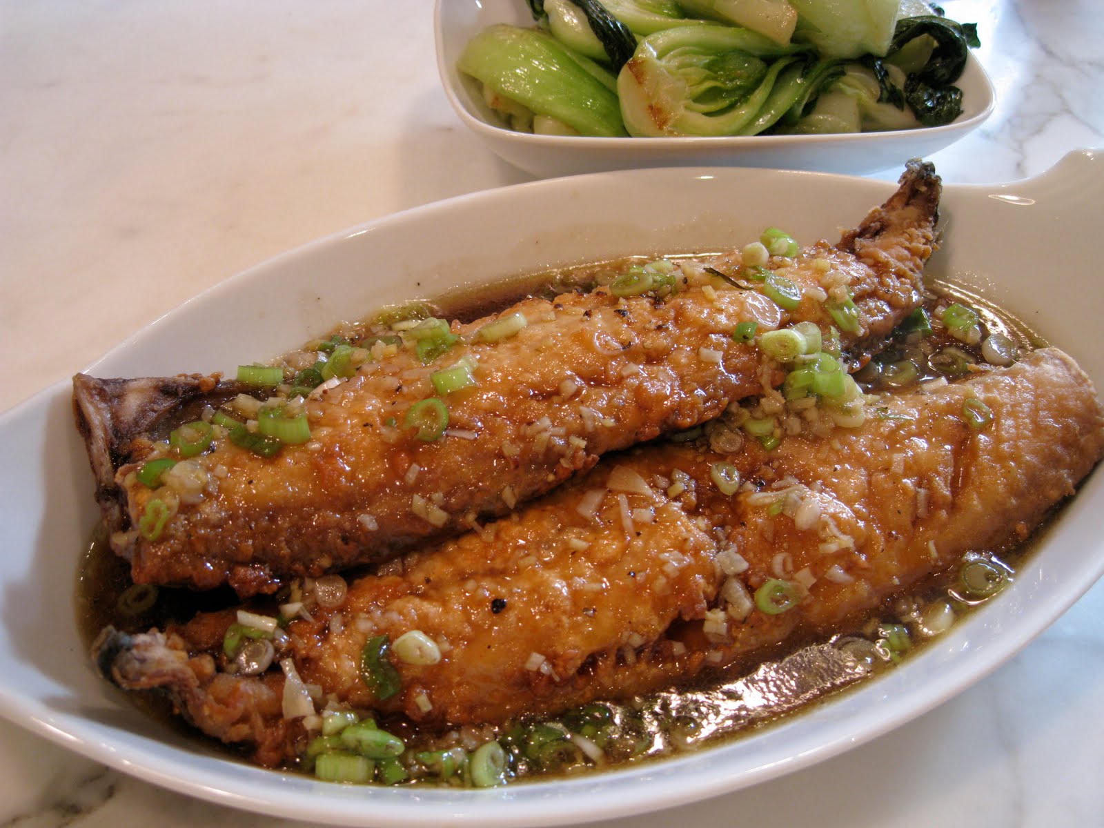 Crispy Saba with Garlic Ginger Sauce