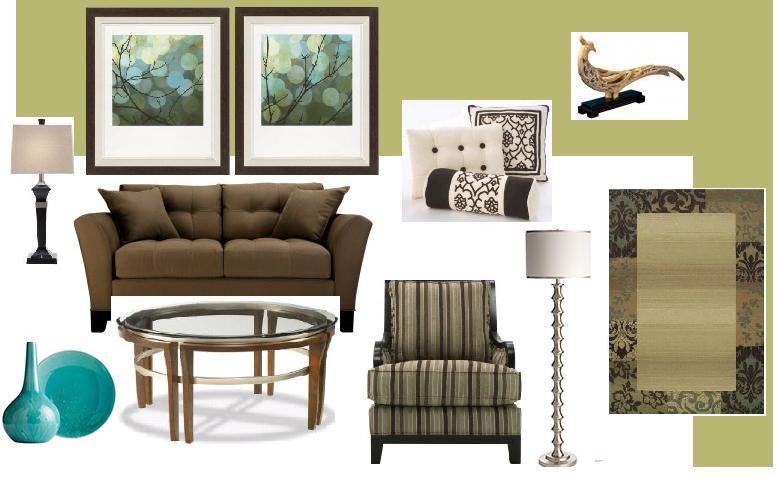 green and brown living room walls