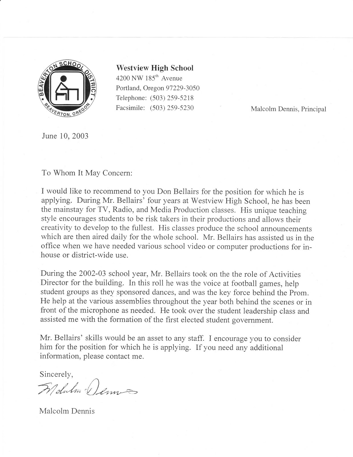 recommendation letter faculty position