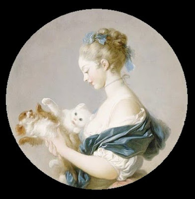 Fragonard_Chica jugando con un perro y un gato_Retrato de Marie-Madeleine Colombe