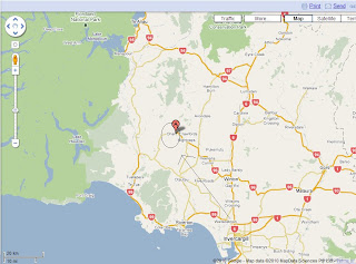 A road map of the lower South Island of New Zealand. An arrow points north west of Invercargill to a small town which has been circled. The town is called Ohai