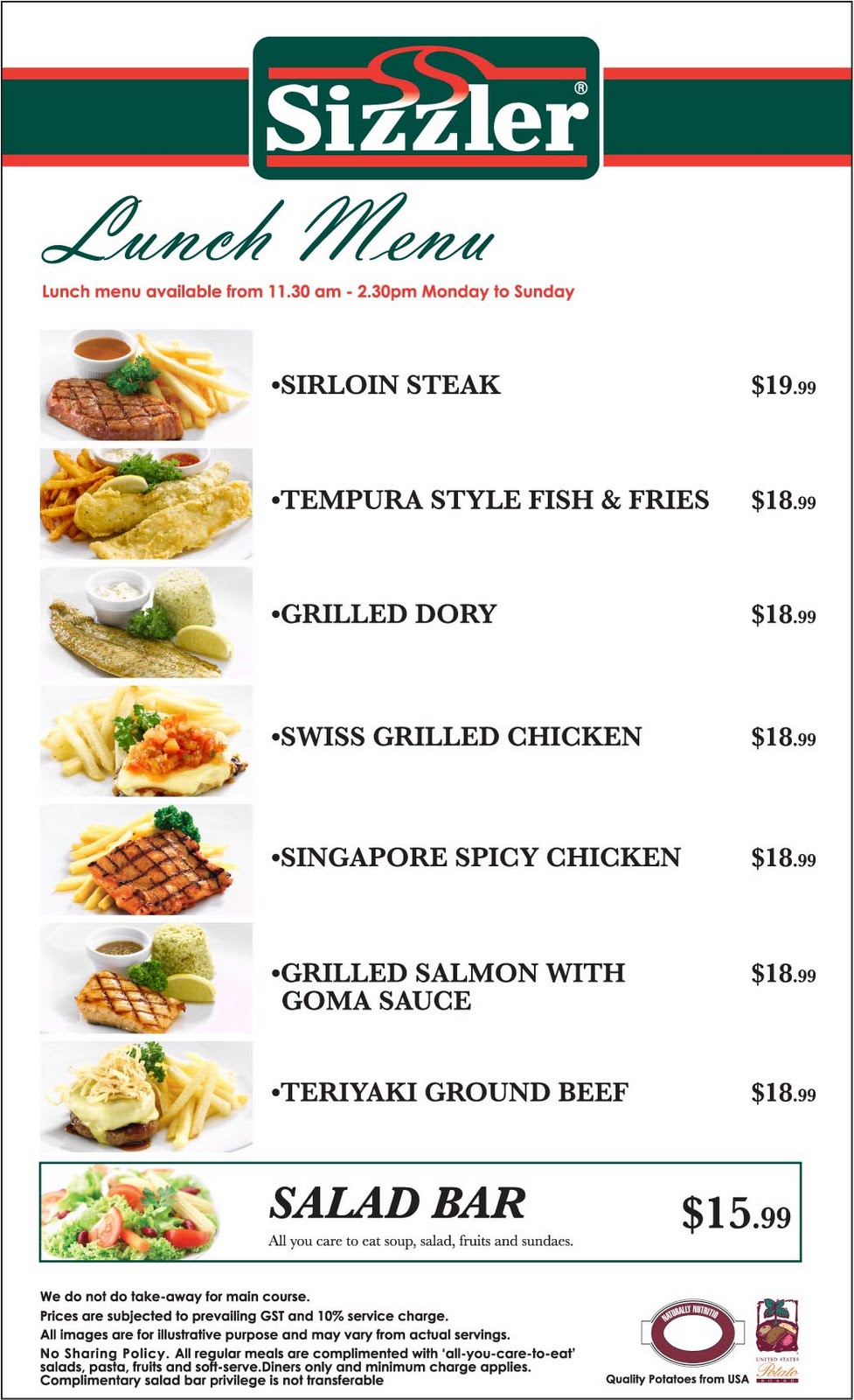 menu for your reference!