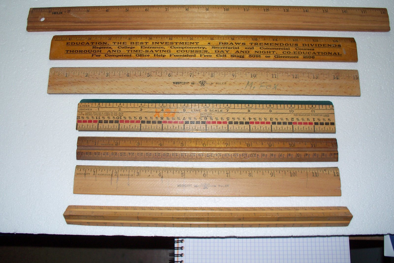Lot of 2 Vintage Westcott Rulers, 12'', Wooden Rulers Condition_Used