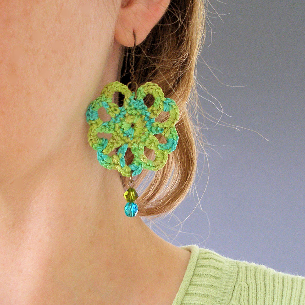 JeweledElegance New PDF Pattern Peacock Earrings (Easy Crochet Lace)