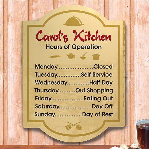 Personalized Gifts Hours of Operation Customized Kitchen Wall Signs