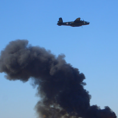 Lackland AFB Air Fest: B-25 Mitchell - Flyby with Ground Smoke