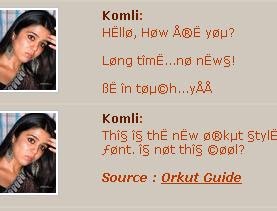 How to write in different fonts in orkut 08 picture