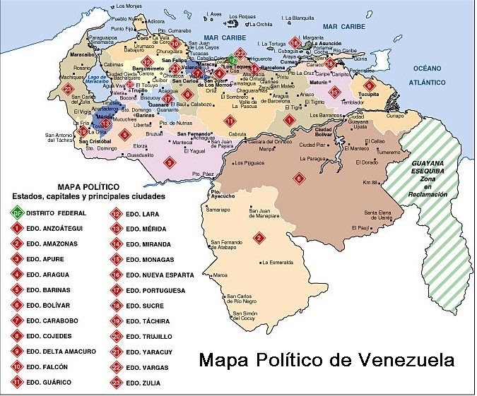 GEOGRAFÍA DE VENEZUELA: Organización Territorial de Venezuela