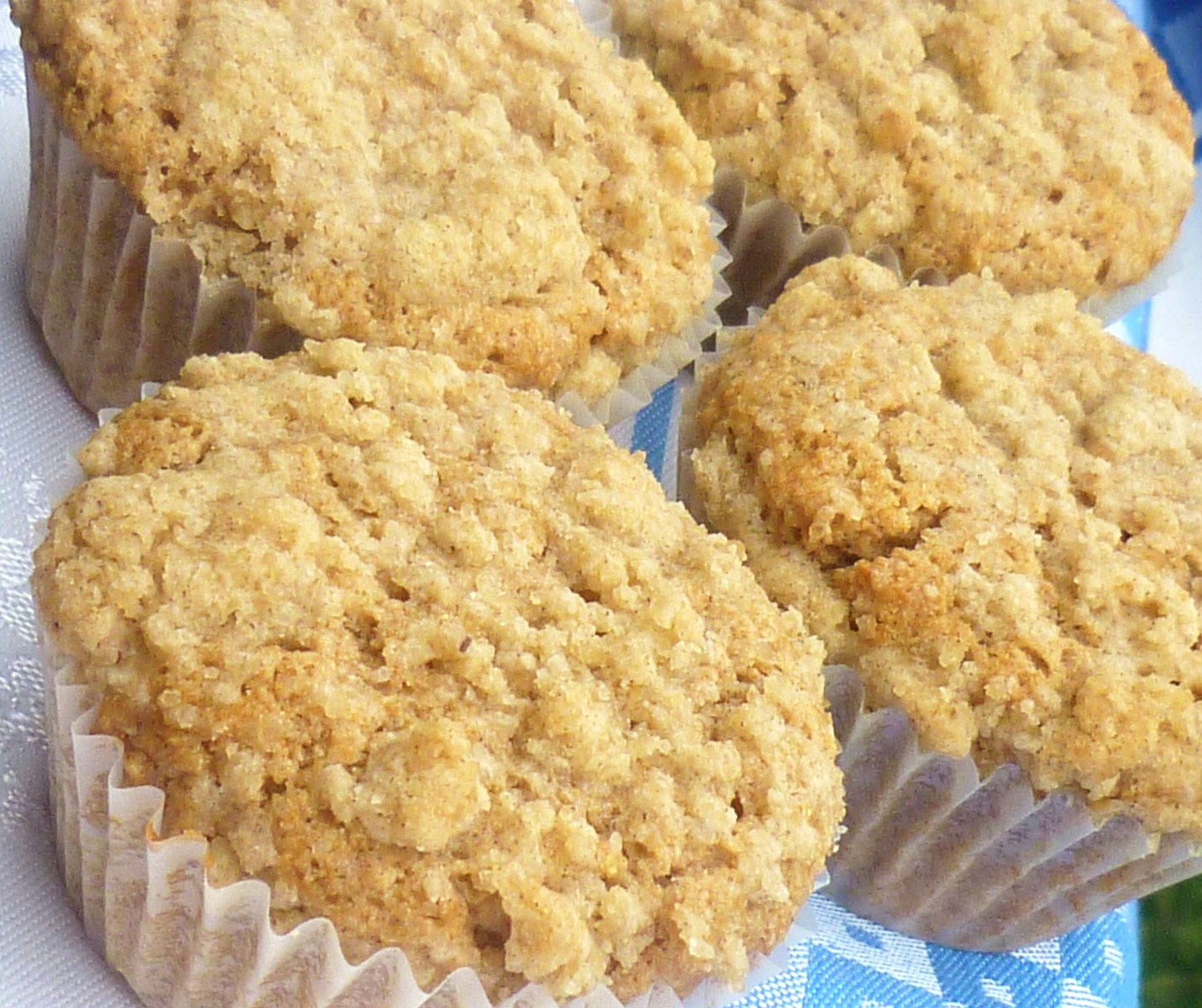 Whole Wheat Allspice Crumb Muffins Sprinkled with Flour
