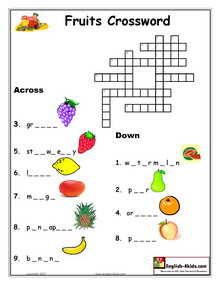 fruits esl english crossword worksheets word puzzles fruit vocabulary kids printable apple activities search puzzle scramble grade ingles orange crosswords