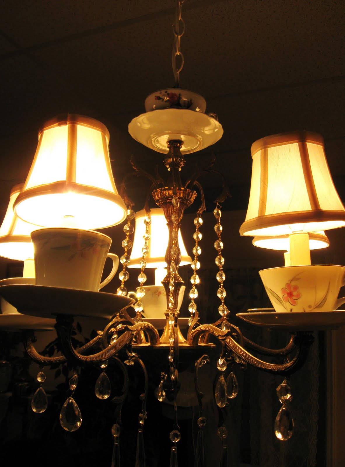 A Spot For Tea A Sweet Life Poured Out Tea Cup Chandelier