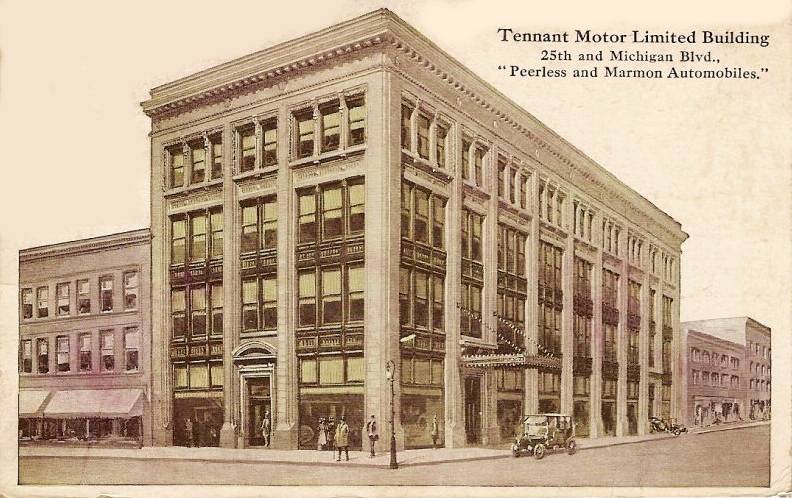 [POSTCARD+-+CHICAGO+-+TENANT+MOTOR+LIMITED+BUILDING+-+MICHIGAN+BLVD+AND+25TH+-+PEERLESS+AUTOS+-+SEPIA+-+NICE+-+EARLY.jpg]