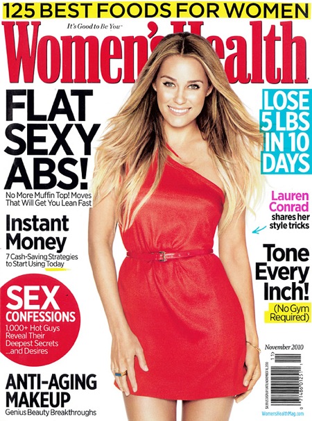 Lauren Conrad covers Women's Health Magazine November 2010red really is  the colour of the month for covers! - Emily Jane Johnston
