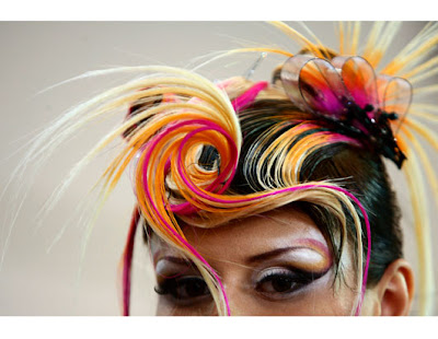 Models display hair creations during the Europe Cup open 2009 competition in Models display hair creations during the Europe Cup open 2009 competition in