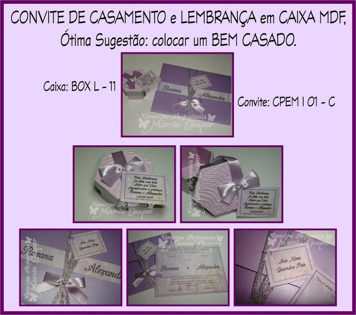 Convite lilás com lacinho lilás e prata