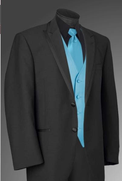 grey tux black shirt