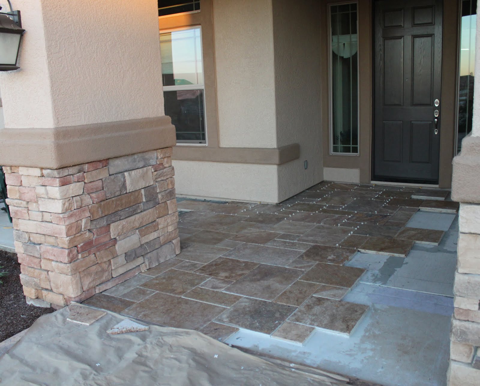 Antique Style Versailles Pattern Travertine Porch