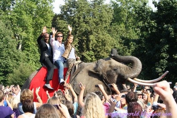 Sylvie  van der Vaart Riding An Elephant