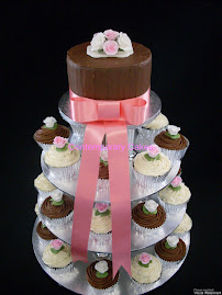 Chocolate rose  cupcake tower.