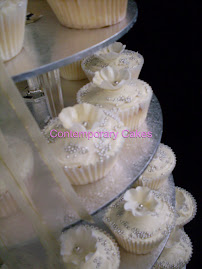 Vanilla and white chocolate  cupcake tower