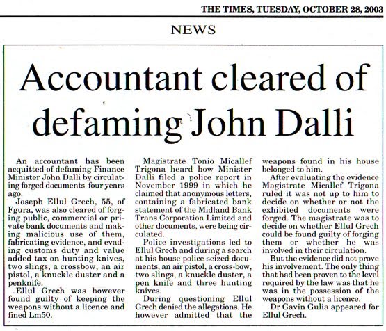 John Dalli's Victim Accquited