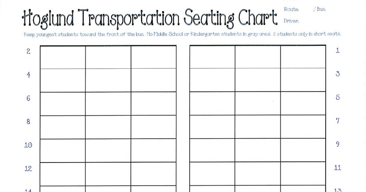 School Bus Seating Assignment Chart
