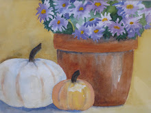 Purple Asters and Pumpkins