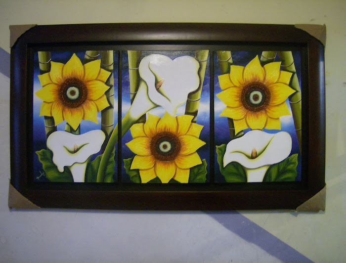 triptico,girasoles, cartuchos  al oleo