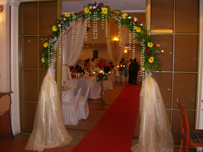 Labels backdrop flower arrangement hall deco stage wedding