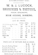 Trade advertisement of W & J Lucock of Dorking, c1871-90