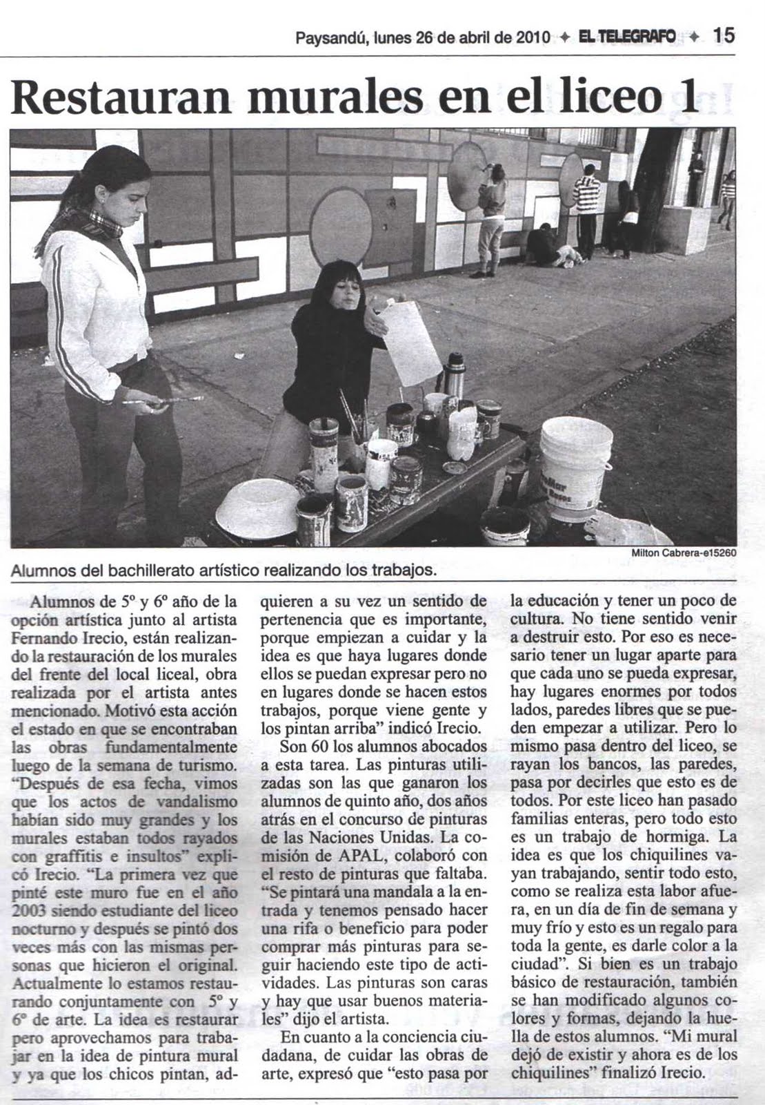 FERNANDO IRECIO DIARIO EL TELEGRAFO PAYSANDU