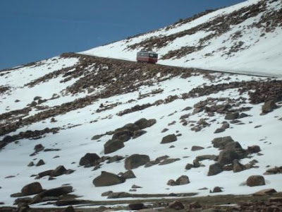 Cog rail train descending from the top. 