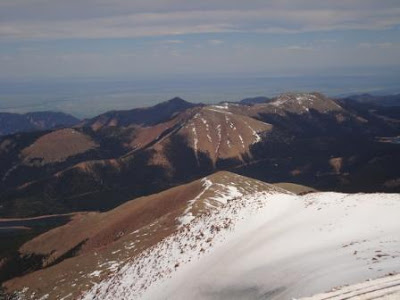 View on the top of the mountain of Pikes Peak