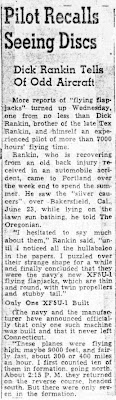 Pilot Reports Seeing Discs (A) - The Oregonian 7-3-1947