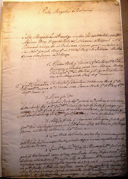 Manuscrito "Pintos morgados de Balsemão"