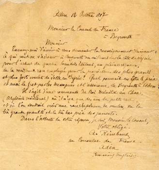 Letter by Rimbaud to French Consul