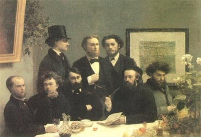 Il gruppo dei poeti all'angolo del tavolo