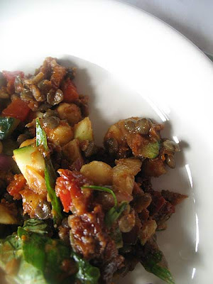 Chickpea and Lentil Salad with Zucchini and Sun-Dried Tomatoes