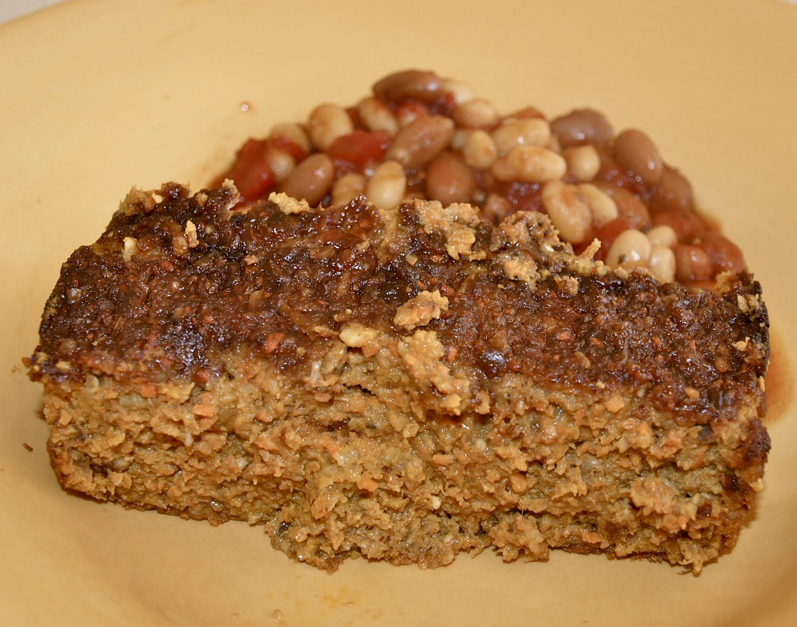 Vegetarian BBQ Loaf with Baked Beans Happy Healthy Mama
