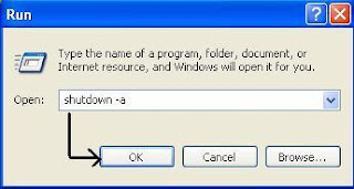 Run Command to abort shutdown process